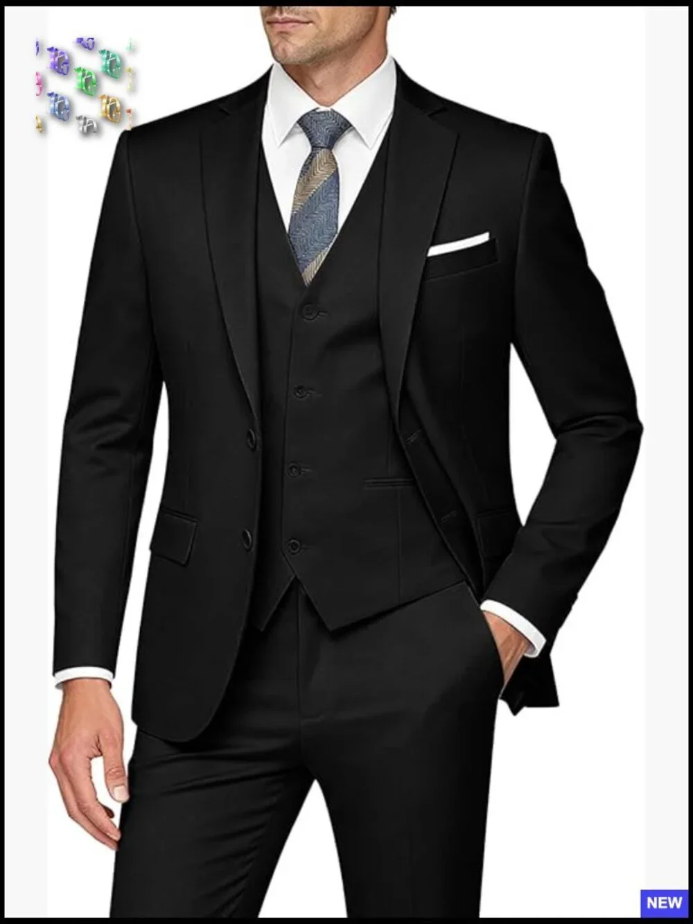 Slim Fit Three Piece Suit Set Modern Classic Business Wedding Formal Attire